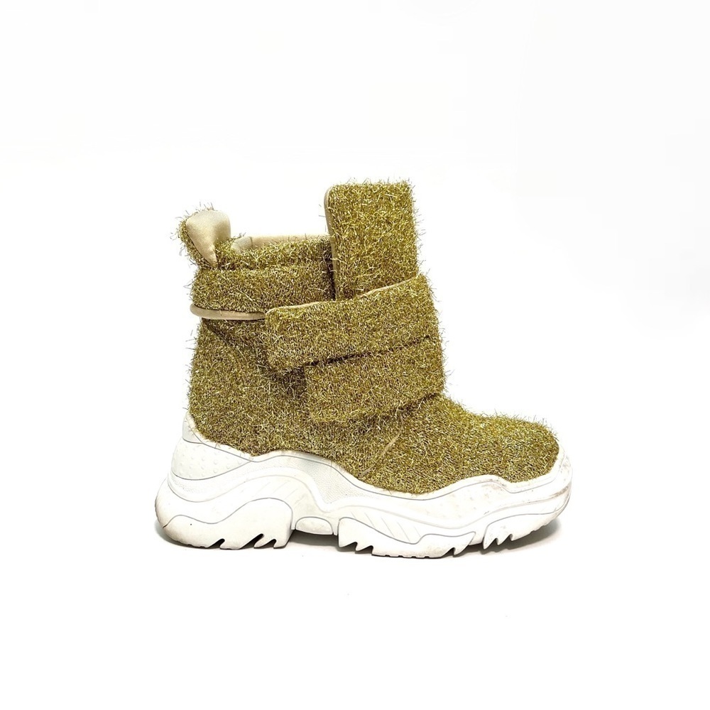 Vintage Y2K gold tinsel cushioned high top platform sneakers